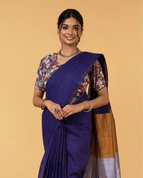 Swarna_Ras_Dark_Blue_Linen_Silk_Saree