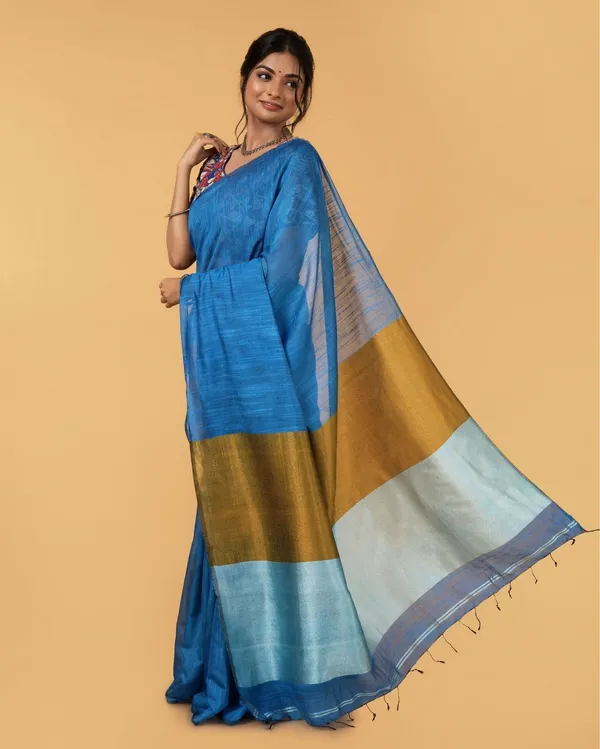 Swarna_Ras_Sky_Blue_Linen_Silk_Saree