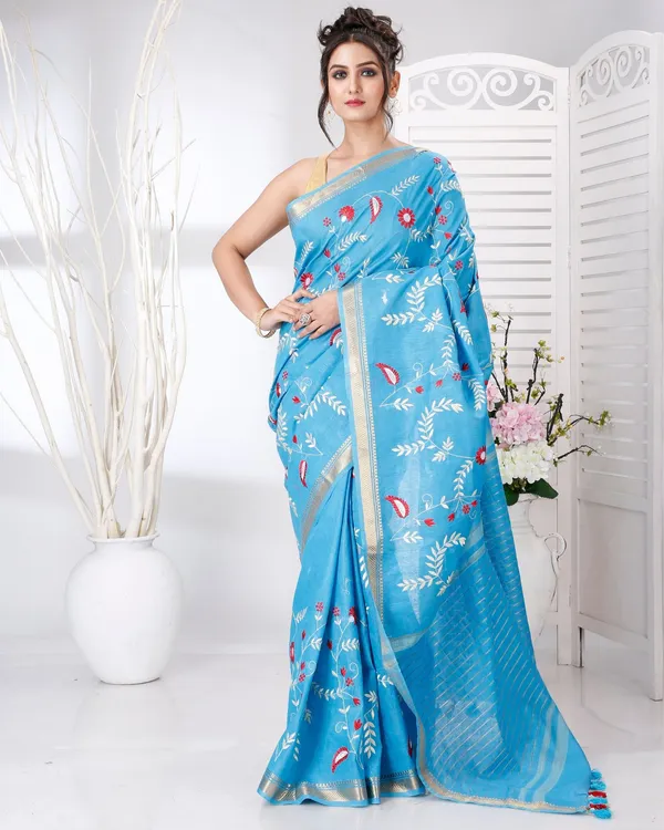 Van_Mala_Sky_Blue_Embroidered_Saree