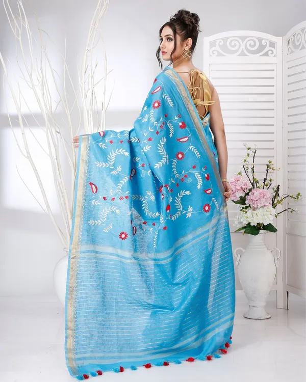 Van_Mala_Sky_Blue_Embroidered_Saree