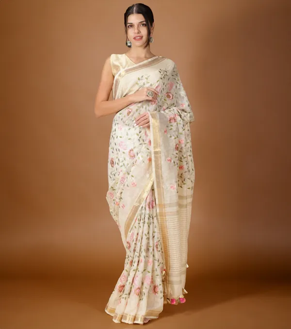 Van_Mala_White_Embroidered_Saree