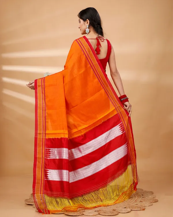 Bright_Orange_Vintage_Elegance_Silk_Pure_Cotton_Saree