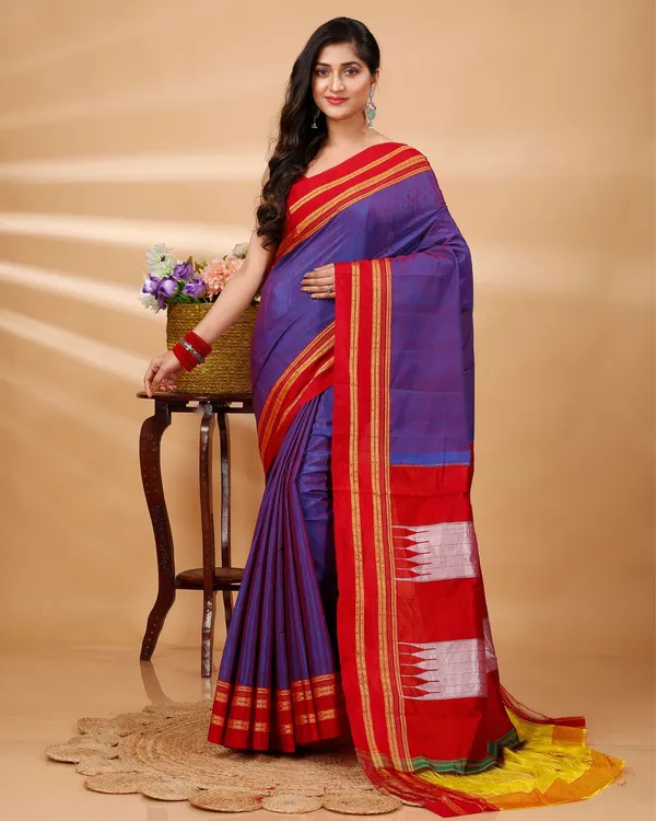 Bright_Purple_Vintage_Elegance_Silk_Pure_Cotton_Saree