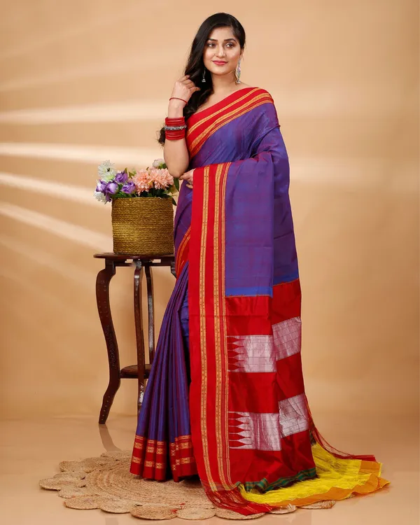 Bright_Purple_Vintage_Elegance_Silk_Pure_Cotton_Saree