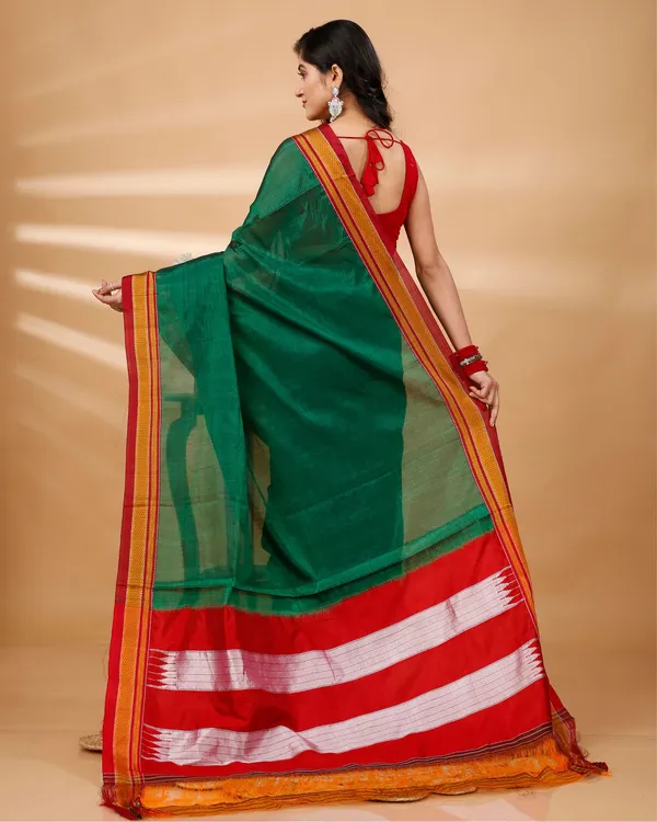 Dark_Green_Vintage_Elegance_Silk_Pure_Cotton_Saree