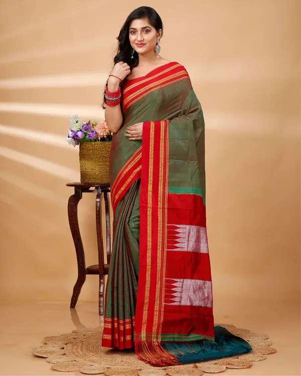 Fern_Green_Vintage_Elegance_Silk_Pure_Cotton_Saree