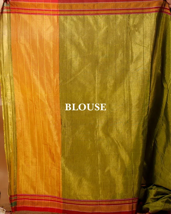 Green_&_Orange_Vintage_Elegance_Silk_Pure_Cotton_Saree