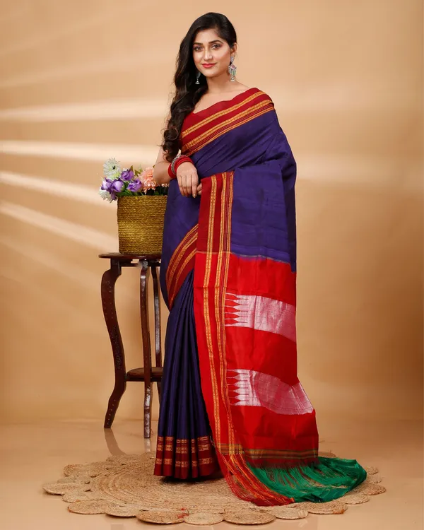 Vintage_Elegance_Indigo_Silk_Pure_Cotton_Saree