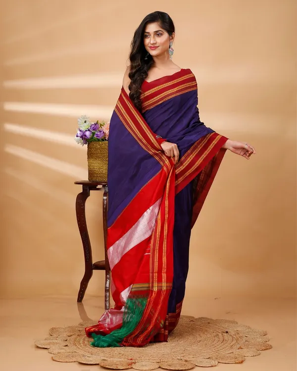 Vintage_Elegance_Indigo_Silk_Pure_Cotton_Saree