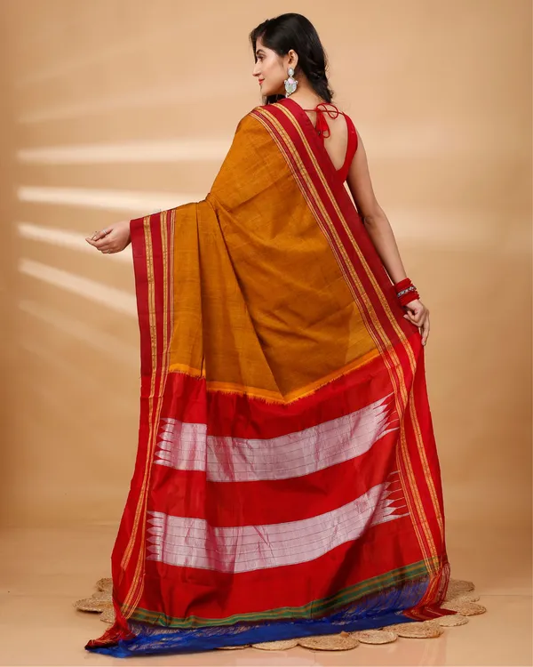 Metallic_Orange_Vintage_Elegance_Silk_Pure_Cotton_Saree