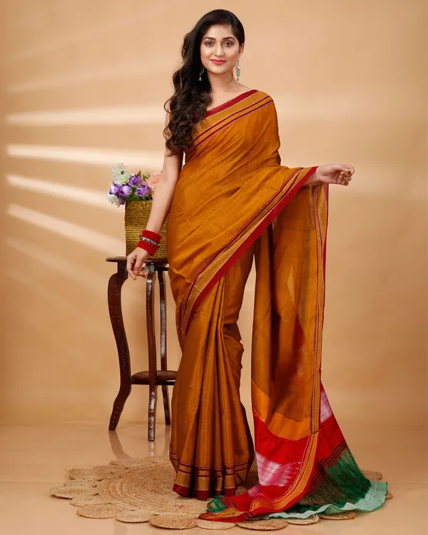 Mustard_Orange_Vintage_Elegance_Silk_Pure_Cotton_Saree