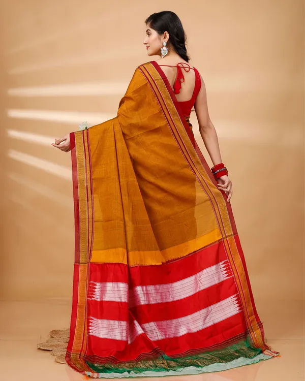 Mustard_Orange_Vintage_Elegance_Silk_Pure_Cotton_Saree