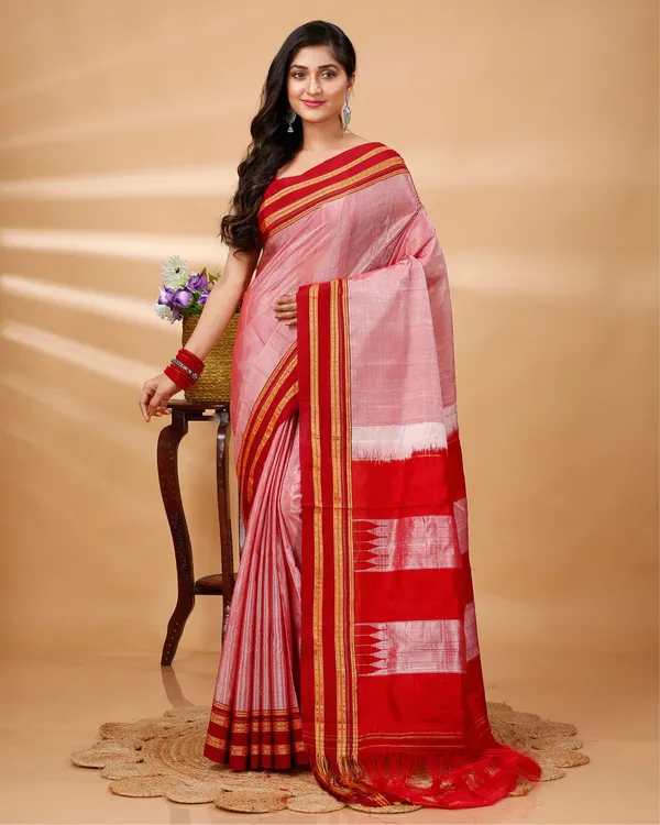 Pink_Vintage_Elegance_Rose_Silk_Pure_Cotton_Saree