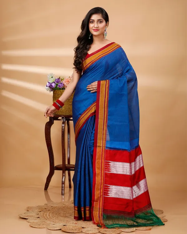 Royal_Blue_Vintage_Elegance_Silk_Pure_Cotton_Saree