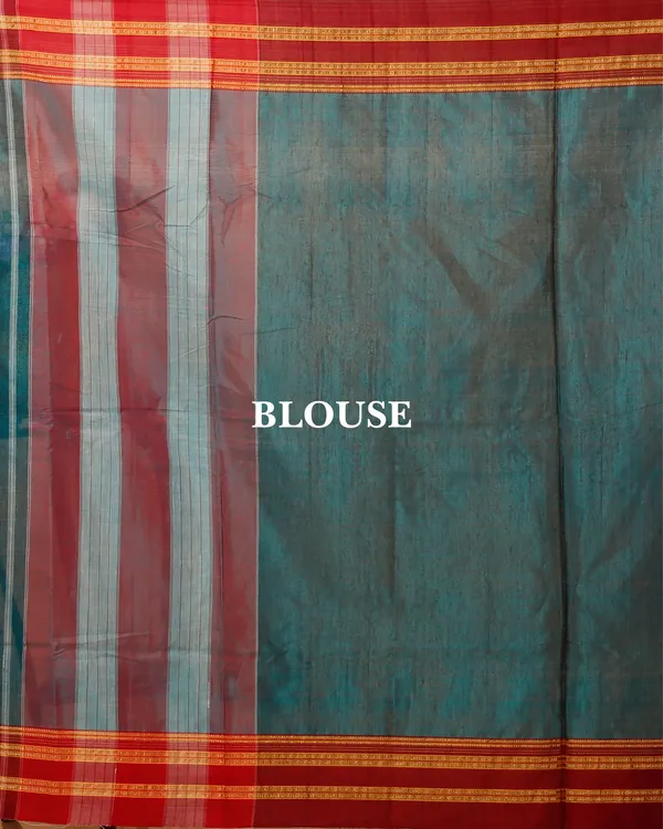 Turquoise_Vintage_Elegance_Silk_Pure_Cotton_Saree