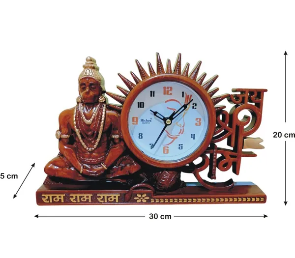 Multicolor_Hanuman_Ji_Bajrangbali_Murti_Idol_Statue_With_Table_Clock_Decorative_Showpiece_Plastic