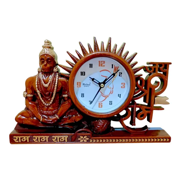 Multicolor_Hanuman_Ji_Bajrangbali_Murti_Idol_Statue_With_Table_Clock_Decorative_Showpiece_Plastic