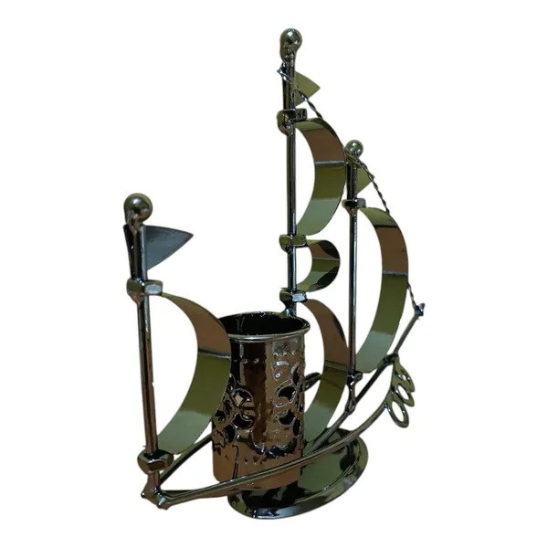 Metal_Boat_Showpiece_Pen_stand_Holder_Coin_box_Gift_Item_Metal_Pack_of_1
