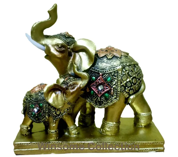 Multicolor_The_Spiritual_Living_Fengshui_Trunk_Up_Elephant_Couple_Statue_For_Good_Luck_Home_Decor_Showpiece_Figurine_Wildlife_Animal_Statue_Polyresin