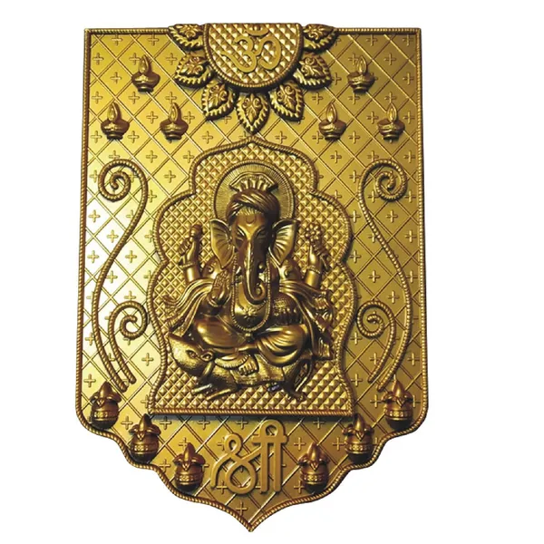 Golden_Ganesha_Ganpati_Wall_Hanging_Art_Sculpture_Decor_Home_Office_Decor_Fiber_Pack_Of_1