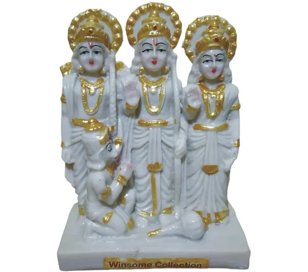 White_Ram_Darbar_Sita_Laxman_Hanuman_Idol_Murti_Statue_For_Worship_Resin