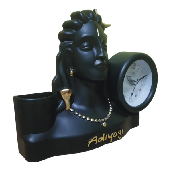 Multicolor_Aadi_Yogi_Idol_Murti_Statue_With_Table_Clock_Pen_Stand_Holder_Decorative_Showpiece_Plastic