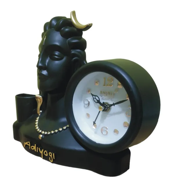 Multicolor_Aadi_Yogi_Idol_Murti_Statue_With_Table_Clock_Pen_Stand_Holder_Decorative_Showpiece_Plastic