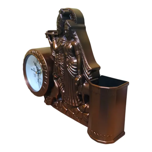 Radha_Krishna_Idol_Murti_Statue_Table_Clock_With_Pen_Holder/Stand