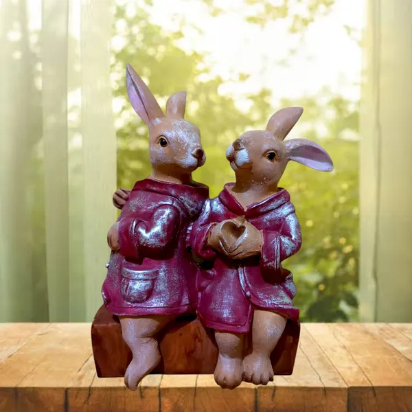 Rabbit_Couple_Statue_Animal_Figurine_Fengshui_Gift_Item_Showpiece_Polyresin