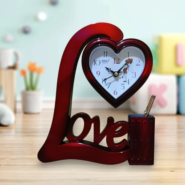 Love_Shape_Table_Clock_Pen_Stand_Holder_Decorative_Showpiece