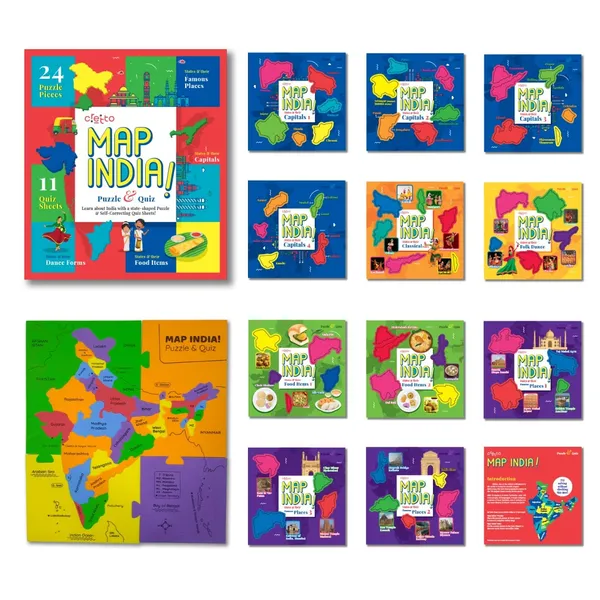 Map_India_Puzzle_with_Flags_&_11_Self_Mastery_Interactive_Quiz_Sheets