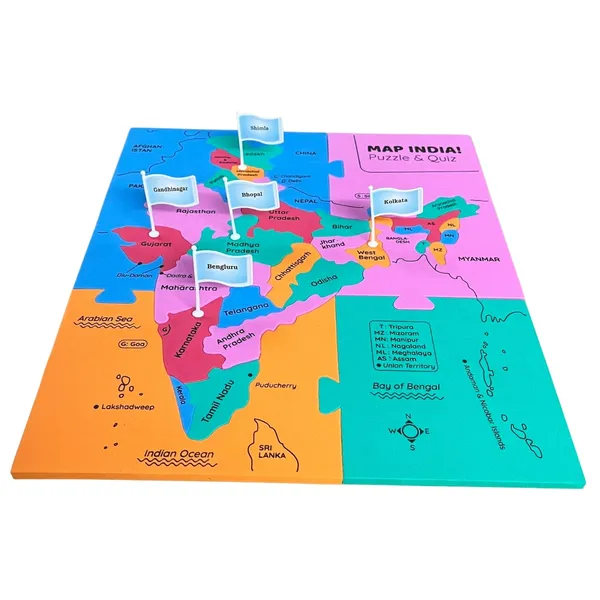Map_India_Puzzle_with_Flags_&_11_Self_Mastery_Interactive_Quiz_Sheets