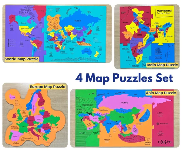 World_Map,_Europe_Map,_Asia_Map_&_India_Map_Puzzle_with_reusable_Quiz_Sheets