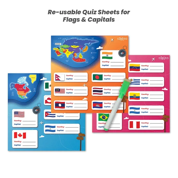 World_Map,_Europe_Map,_Asia_Map_&_India_Map_Puzzle_with_reusable_Quiz_Sheets