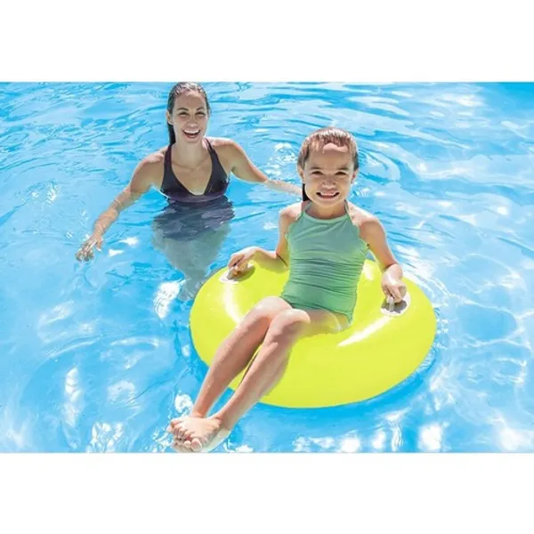 30"_Inflatable_Tube_Swim_Ring_With_Handles_-_Blow_Up_Floating_Raft_Tube_For_Swimming_Pool_Beach_For_8+_Years