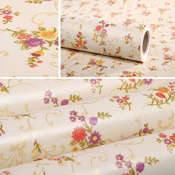 Multicolour_Wall_Sticker_Wallpaper_Diy_Self_Adhesive_Decal_Floral_Bouquet_Floral_Fusion:_Nature_Design_Wallpaper_For_Home_Decor_(Soft_Amber_Q1_(45_*_300_Cm))