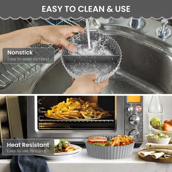 PACK_OF_3_-_Grey_Air_Fryer_Liners,_Round_Silicone_Basket_Baking_Tray_With_Middle_Partition,_Nonstick_Reusable_Heat_Resistant_Air_Fryer_Liner,_Pot_With_Handles