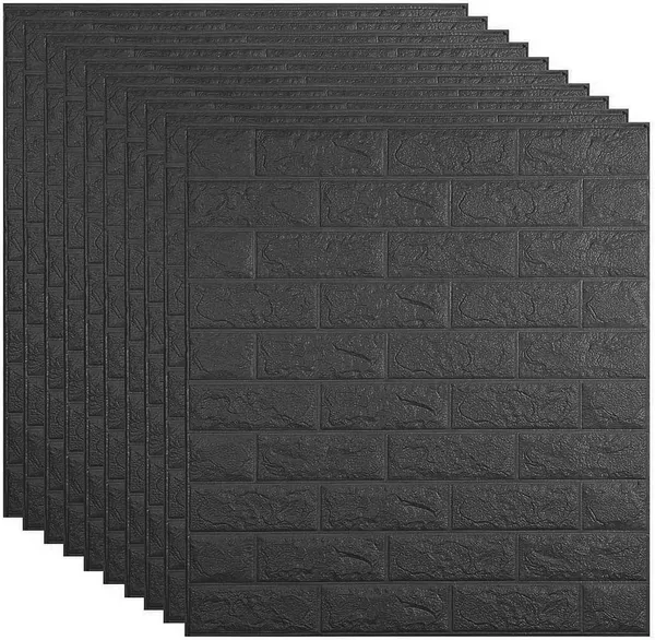 PACK_OF_2/5/10_-_Self-Adhesive_Waterproof_Pe_Foam_3D_Wall_Panels_Wallpaper_Sticker_For_Office,_Living_Room,_And_Home_Decoration_Wallpaper_For_Wall_(Black_Brick)