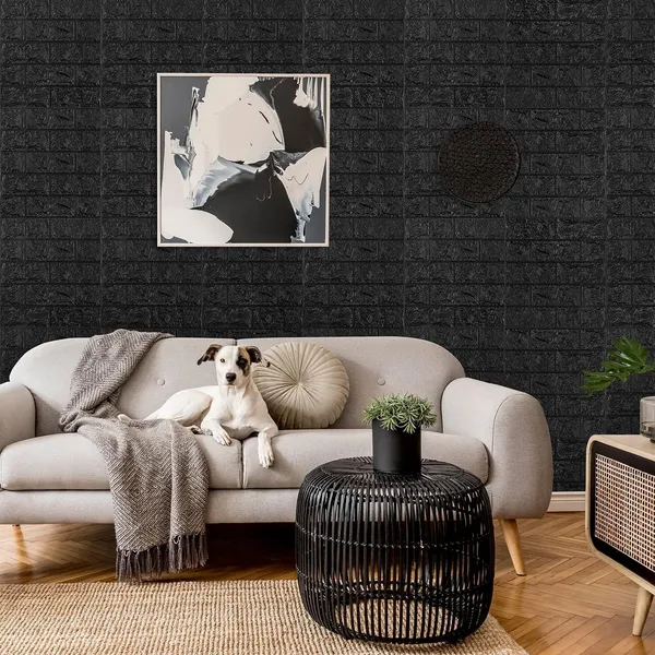 PACK_OF_2/5/10_-_Self-Adhesive_Waterproof_Pe_Foam_3D_Wall_Panels_Wallpaper_Sticker_For_Office,_Living_Room,_And_Home_Decoration_Wallpaper_For_Wall_(Black_Brick)