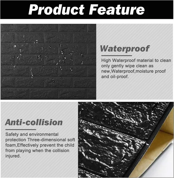 PACK_OF_2/5/10_-_Self-Adhesive_Waterproof_Pe_Foam_3D_Wall_Panels_Wallpaper_Sticker_For_Office,_Living_Room,_And_Home_Decoration_Wallpaper_For_Wall_(Black_Brick)