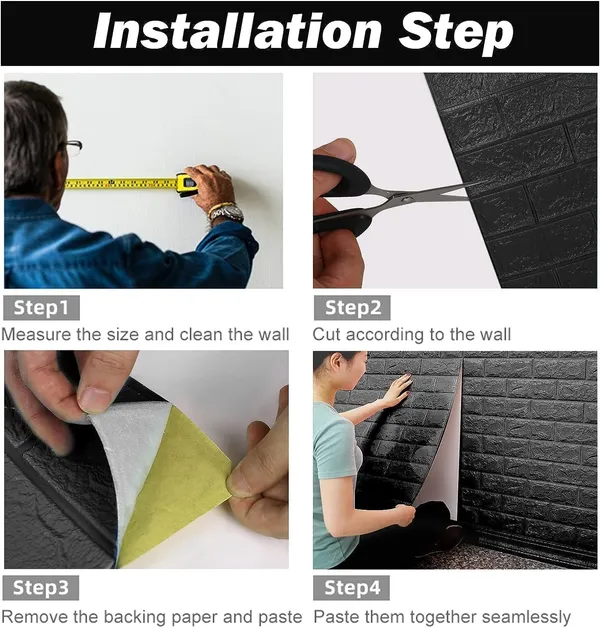 PACK_OF_2/5/10_-_Self-Adhesive_Waterproof_Pe_Foam_3D_Wall_Panels_Wallpaper_Sticker_For_Office,_Living_Room,_And_Home_Decoration_Wallpaper_For_Wall_(Black_Brick)