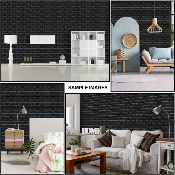PACK_OF_2/5/10_-_Self-Adhesive_Waterproof_Pe_Foam_3D_Wall_Panels_Wallpaper_Sticker_For_Office,_Living_Room,_And_Home_Decoration_Wallpaper_For_Wall_(Black_Brick)