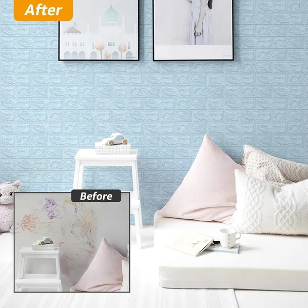 PACK_OF_2/5/10_-_Self-Adhesive_Waterproof_Pe_Foam_3D_Wall_Panels_Wallpaper_Sticker_For_Office,_Living_Room,_And_Home_Decoration_Wallpaper_For_Wall_(Blue_Brick)