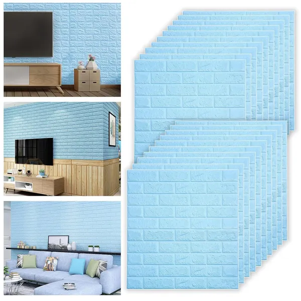 PACK_OF_2/5/10_-_Self-Adhesive_Waterproof_Pe_Foam_3D_Wall_Panels_Wallpaper_Sticker_For_Office,_Living_Room,_And_Home_Decoration_Wallpaper_For_Wall_(Blue_Brick)