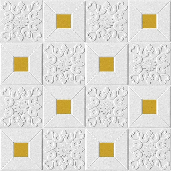 PACK_OF_2/5/10_-_Self-Adhesive_Waterproof_Pe_Foam_3D_Wall_Panels_Wallpaper_Sticker_For_Office,_Living_Room,_And_Home_Decoration_Wallpaper_For_Wall_(Gold_Square)