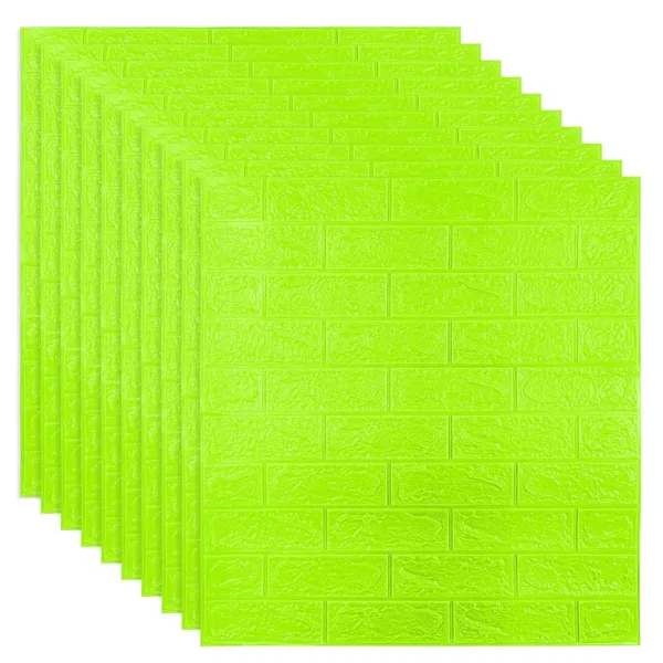 PACK_OF_2/5/10_-_Self-Adhesive_Waterproof_Pe_Foam_3D_Wall_Panels_Wallpaper_Sticker_For_Office,_Living_Room,_And_Home_Decoration_Wallpaper_For_Wall_(Green_Brick)