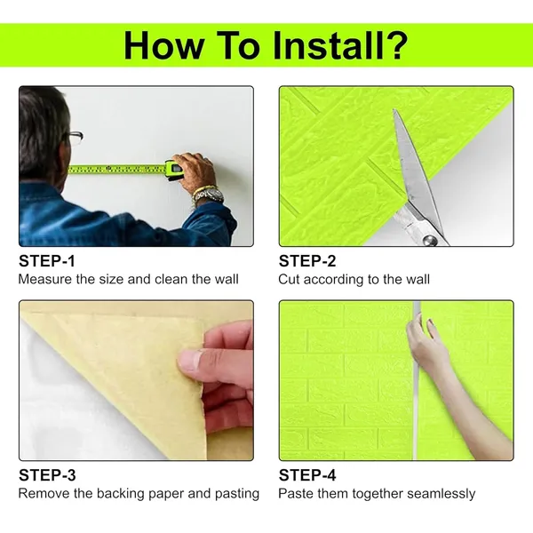 PACK_OF_2/5/10_-_Self-Adhesive_Waterproof_Pe_Foam_3D_Wall_Panels_Wallpaper_Sticker_For_Office,_Living_Room,_And_Home_Decoration_Wallpaper_For_Wall_(Green_Brick)