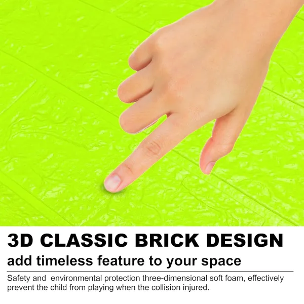 PACK_OF_2/5/10_-_Self-Adhesive_Waterproof_Pe_Foam_3D_Wall_Panels_Wallpaper_Sticker_For_Office,_Living_Room,_And_Home_Decoration_Wallpaper_For_Wall_(Green_Brick)