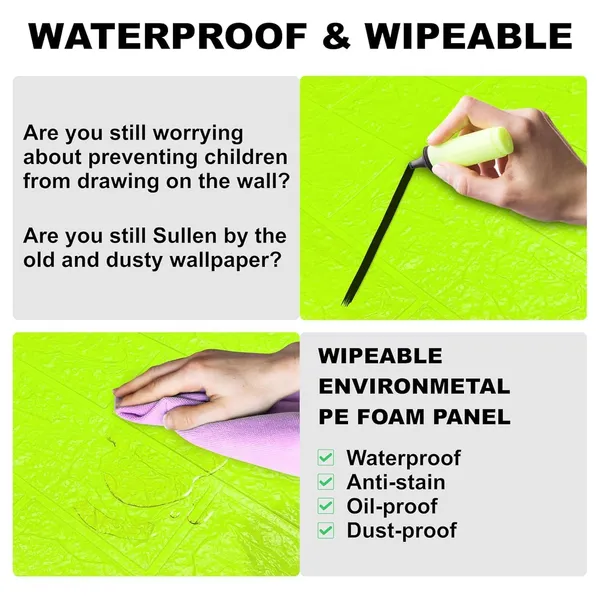 PACK_OF_2/5/10_-_Self-Adhesive_Waterproof_Pe_Foam_3D_Wall_Panels_Wallpaper_Sticker_For_Office,_Living_Room,_And_Home_Decoration_Wallpaper_For_Wall_(Green_Brick)