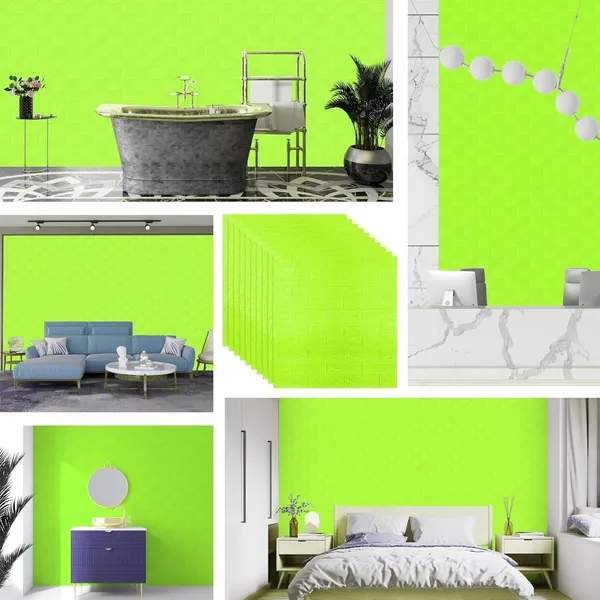 PACK_OF_2/5/10_-_Self-Adhesive_Waterproof_Pe_Foam_3D_Wall_Panels_Wallpaper_Sticker_For_Office,_Living_Room,_And_Home_Decoration_Wallpaper_For_Wall_(Green_Brick)